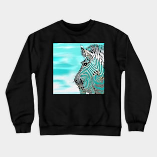 Zebra Abstract BLUE AQUA Crewneck Sweatshirt